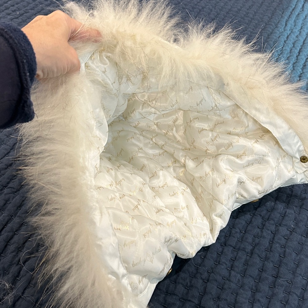 Y2K Baby Phat White Long Down Puffer Jacket Faux Fur Hood |Size Large - Picture 11 of 17